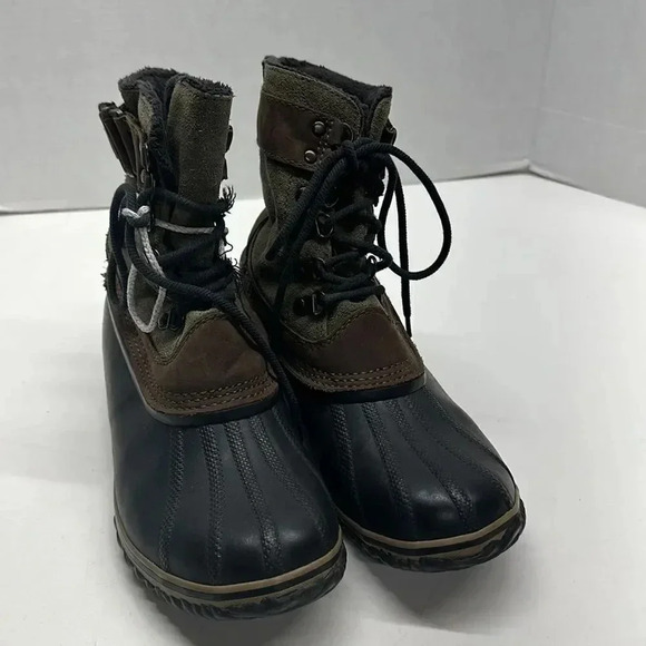 Sorel Fancy Lace II Boots Lace Up Winter Snow Boot Olive Black Womens Size 8 - Picture 5 of 12